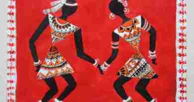 Red Based Warli Painting