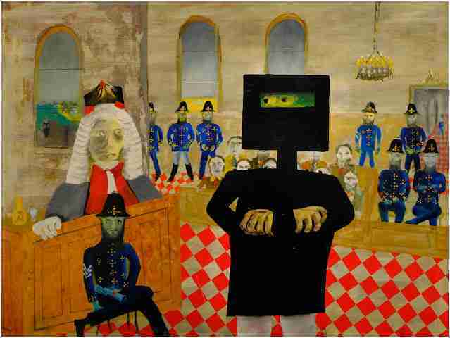 Sidney Nolan — Ned Kelly series: horse and rider in open country Sidney Nolan — Ned Kelly series: horse and rider in open country