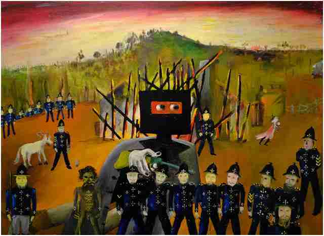 Sidney Nolan — Ned Kelly series: figure and landscape in tense stillness Sidney Nolan — Ned Kelly series: figure and landscape in tense stillness