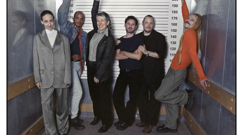 The team of the Swiss Pavilion at the 2026 Biennale. From left to right: Miriam Laura Leonardi, Yul Tomatala, Nina Wakeford, Gianmaria Andreetta, Luca Beeler, Lithic Alliance. Photo: Del LaGrace Volcano.