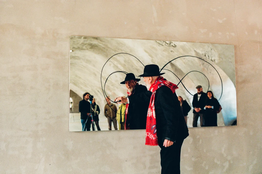 Michelangelo Pistoletto during the making of Three Mirrors, Biella, February 2026