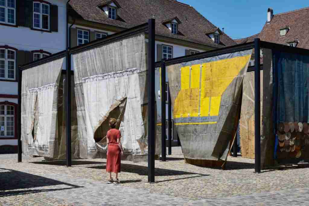 Site-specific commission across Münsterplatz by Ibrahim Mahama Courtesy of Art Basel