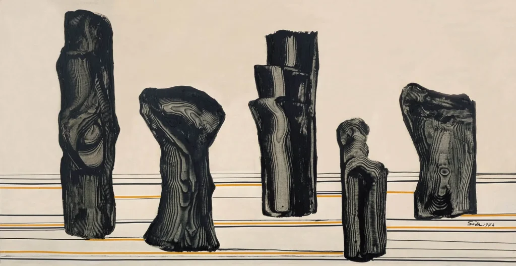 Behjat Sadr - Untitled, 1974 - Oil on canvas, 87 × 170 cm. Centre Pompidou, Musée national d’art moderne, Paris