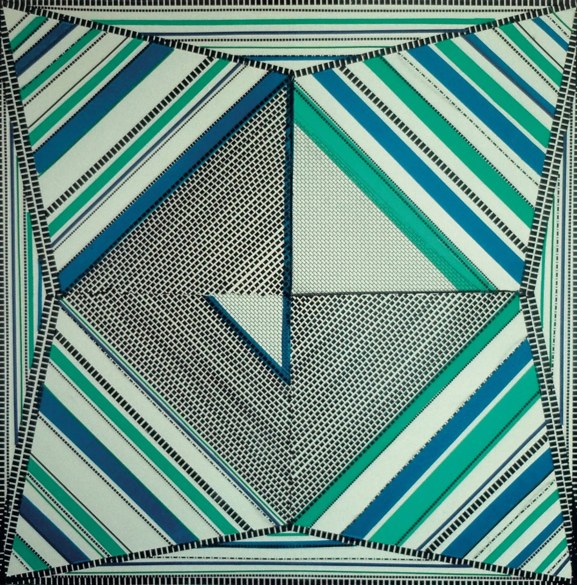Behjat Sadr - Untitled, 1980s - Strips of adhesive tape and paper on wood panel, approx. 50 × 50 cm Behjat Sadr - Untitled, 1980s - Strips of adhesive tape and paper on wood panel, approx. 50 × 50 cm