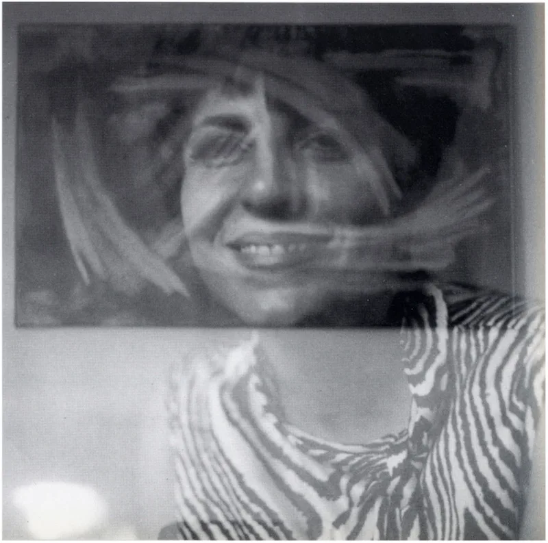 Photograph of Behjat Sadr and her work, 1968