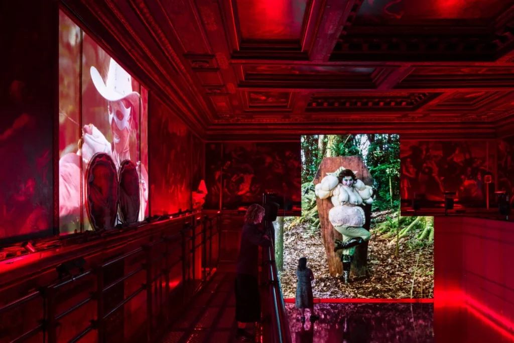 Natasha Tontey, The Phantom Combatants and the Metabolism of Disobedient Organs, 2026. Installation view at Ateneo Veneto, Venice, Italy. Commissioned by LAS Art Foundation and Amos Rex. © 2026 Natasha Tontey. Photo Jacopo La Forgia